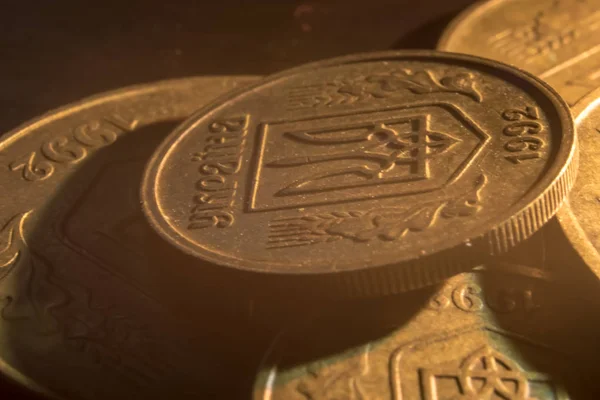 Ukrayna 10 ve 50 kopecks karanlık masada