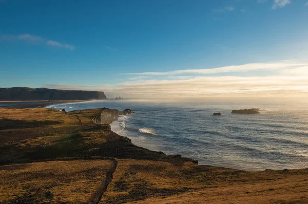 Stunning Panoramic View Stormy Sea High Cliff Iceland — Stock Photo, Image