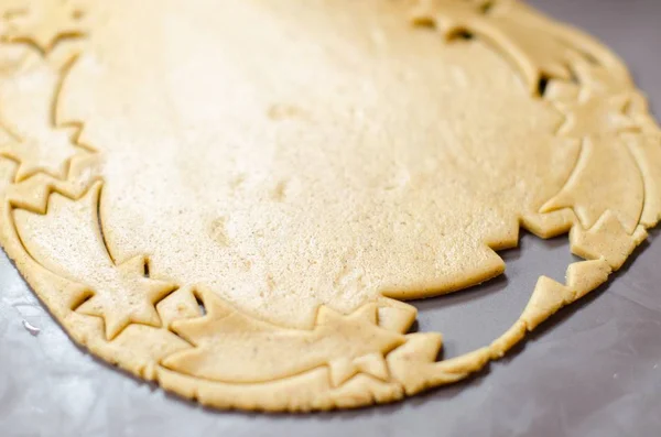 Making Christmas Cookies Star Shape — Stock Photo, Image
