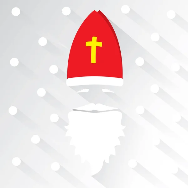 Święty Mikołaj Białym Tle Kropkami Jako Śnieżynka Cień Pozdrowienie Płaskim — Wektor stockowy