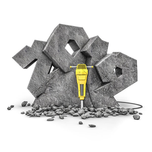 Камень резной 2019 / 3D иллюстрация 2019 года Текст вырезанный из камня блоком с отбойным молотком
