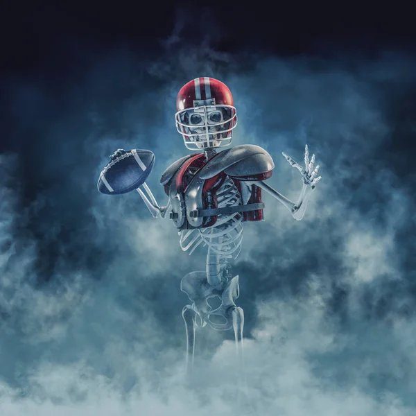 Phantom Football Quarterback Illustration Scary Skeleton American Football Helmet Shoulder — Stock Photo, Image