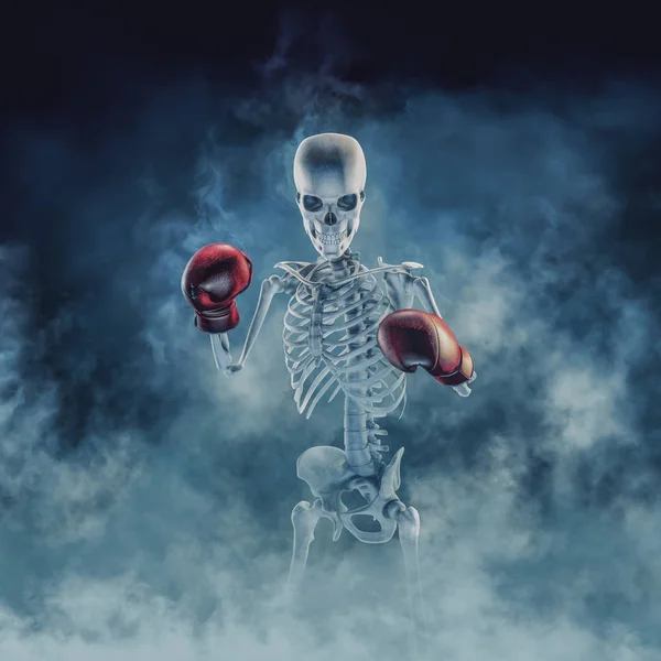 Phantom Boxer Illustration Scary Fighter Skeleton Wearing Boxing Gloves Sign — Stock Photo, Image