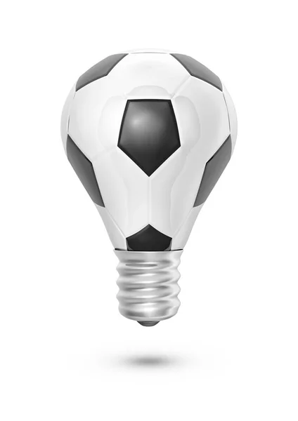 Fußball Glühbirne Abbildung Der Glühbirne Geformten Fußball Isoliert Auf Weißem — Stockfoto