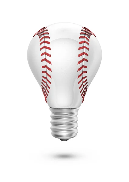 Honkbal Gloeilamp Render Van Gloeilamp Vormige Honkbal Geïsoleerd Witte Achtergrond — Stockfoto