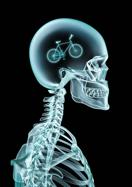 Radiografia Ciclista Ciclista Fan Illustrazione Scheletro Umano Ray Mostrando Bicicletta — Foto Stock