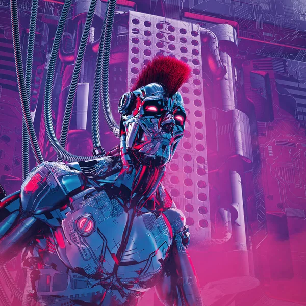 Umělý Chlapec Ilustrace Futuristické Metalické Science Fiction Samec Humanoid Kyborg — Stock fotografie