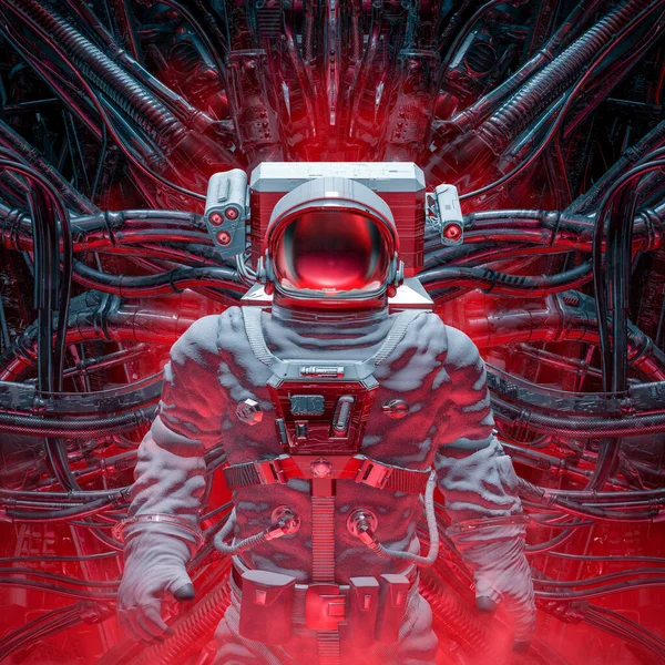 Lair Machine Illustration Science Fiction Astronaut Exploring Alien Space Ship — Stock fotografie