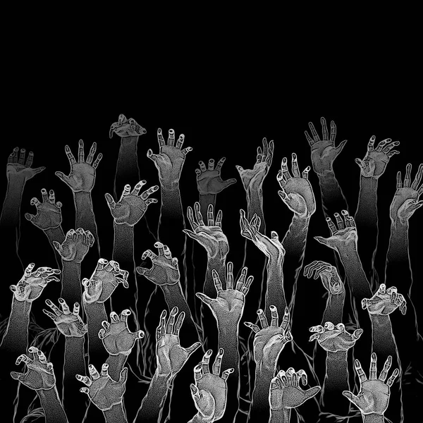 Zombie Horror Mãos Halloween Esboço Ilustração Gnarled Esboçado Mãos Mortas — Fotografia de Stock