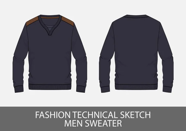 Moda Techniczna Szkic Mężczyźni Sweter Grafice Wektorowej — Wektor stockowy