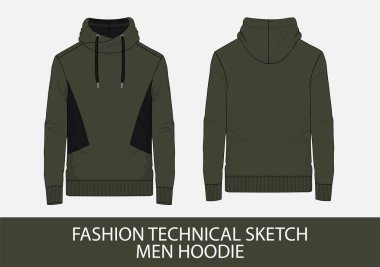 Vektör grafik moda teknik skeç erkek hoodie