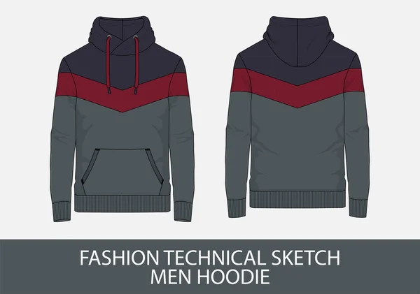 Vektör grafik moda teknik skeç erkek hoodie
