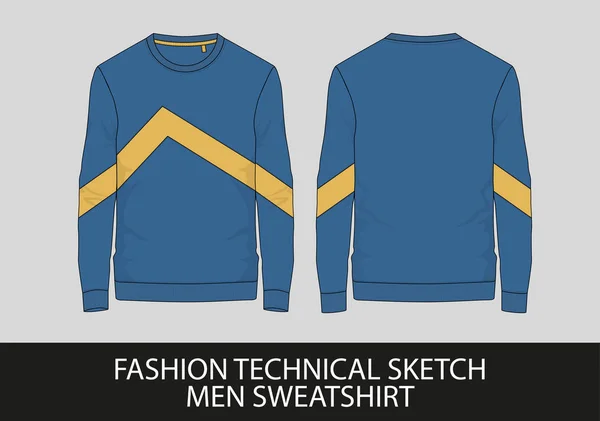 Mode Tekniska Skiss Män Sweatshirt Vektorgrafik — Stock vektor