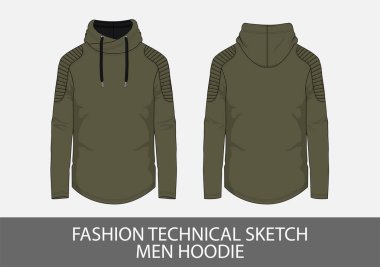 Vektör grafik moda teknik skeç erkek hoodie