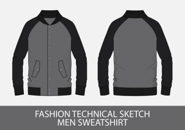 Vektör grafik moda teknik skeç erkek sweatshirt
