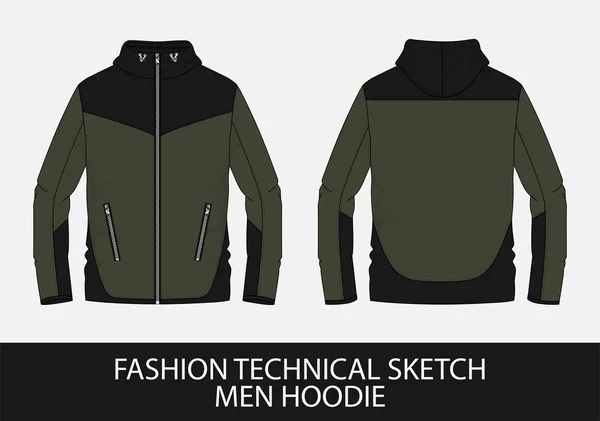 Vektör Grafik Moda Teknik Skeç Erkek Hoodie — Stok Vektör