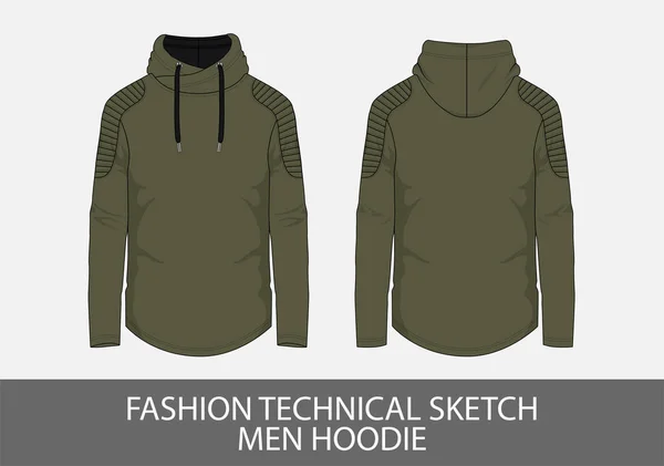 Vektör Grafik Moda Teknik Skeç Erkek Hoodie — Stok Vektör