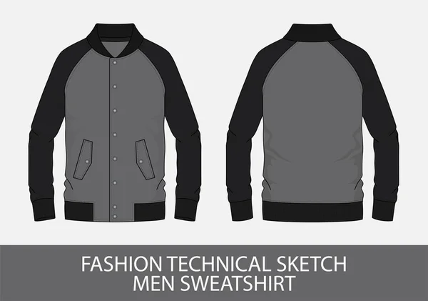 Mode Technische Schets Mannen Sweatshirt Vectorafbeelding — Stockvector