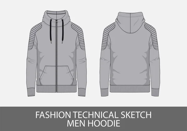 Mode Tekniska Skiss Män Hoodie Vektorgrafik — Stock vektor