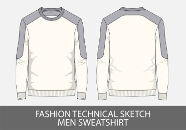 Vektör grafik moda teknik skeç erkek sweatshirt