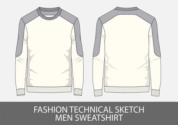 Mode Technische Skizze Männer Sweatshirt Vektorgrafik — Stockvektor