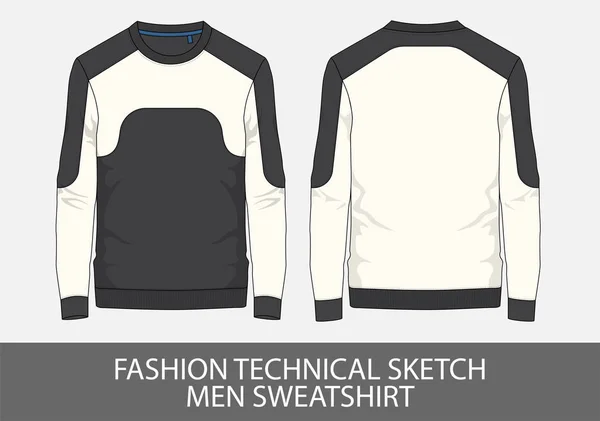 Mode Tekniska Skiss Män Sweatshirt Vektorgrafik — Stock vektor