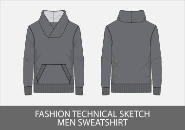 Vektör grafik moda teknik skeç erkek sweatshirt