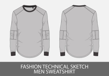 Vektör grafik moda teknik skeç erkek sweatshirt