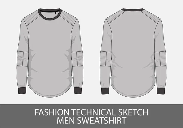 Mode Technische Skizze Männer Sweatshirt Vektorgrafik — Stockvektor