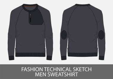 Vektör grafik moda teknik skeç erkek sweatshirt