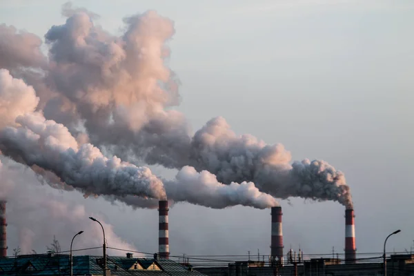 Industriella Lampglas Med Tung Rök Orsakar Luftföroreningar Problem — Stockfoto