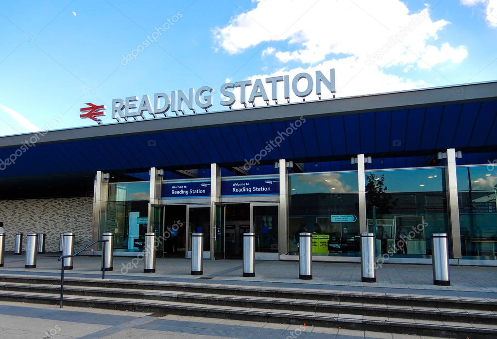 Reading, United Kingdom - June 21 2018:   The North entrance to Reading station opened in 2013