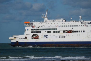 Calais, France - October 19 2011:   The P and O Ferry Pride of Kent departing Calais for Dover clipart