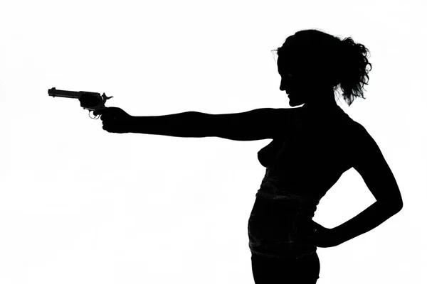 Femme avec un pistolet — Photo