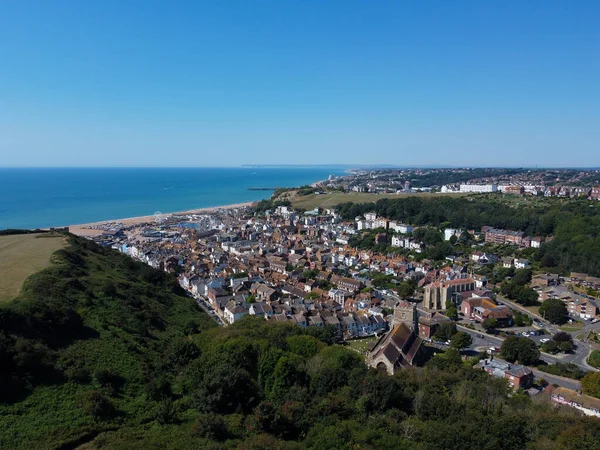 Foto Aerea Del Centro Storico Parte Della Località Balneare Aastings — Foto Stock