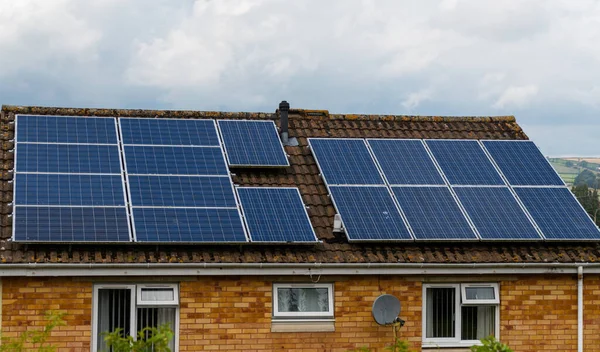 Solar panels mounted on the roof of a home in Tiverton