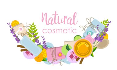 Tabela veya sabun, banyo bombalar ve doğal kozmetik yapmak için malzemeler ve logolu 