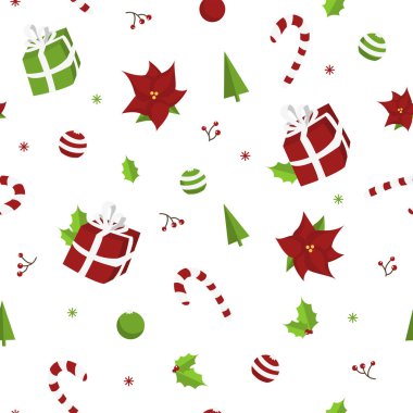 Yeni yıl 2019 scrapbooking için Noel süslemeleri ile seamless modeli