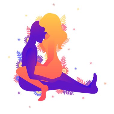 Kama sutra cinsel poz sepet beyaz arka plan üzerinde