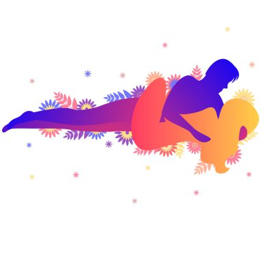 Kama sutra cinsel poz fısıltı beyaz arka plan üzerinde