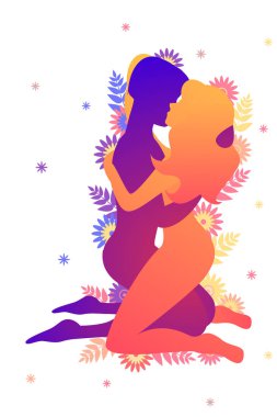 Kama sutra cinsel beyaz arka plan üzerinde poz diz çök
