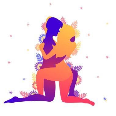 Kama sutra cinsel poz teklif teklif beyaz arka plan üzerinde