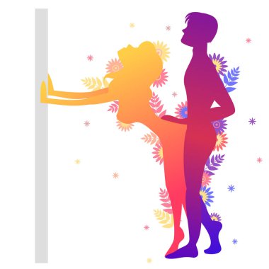 Kama sutra cinsel poz arkadan beyaz arka plan üzerinde