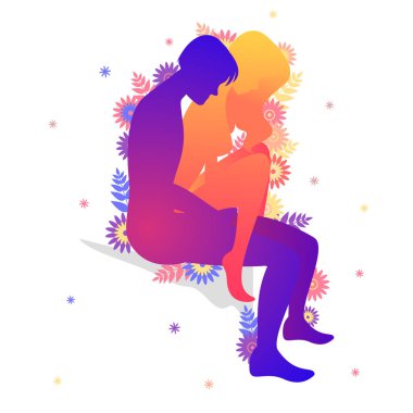Kama sutra cinsel poz kurbağa beyaz arka plan üzerinde
