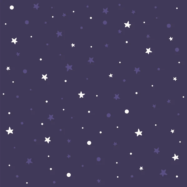 Patrón violeta patrón de lunares blancos con estrellas — Vector de stock