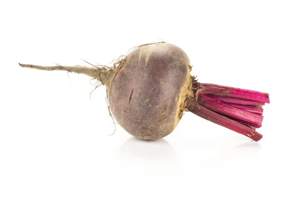 Red Beet Cut Tops One Bulb Isolated White Backgroun — Stock Photo, Image