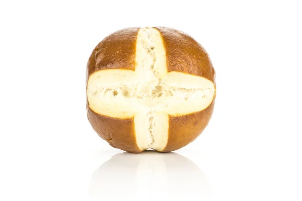 Один Баварский Булочка Хлеба Изолированы Белом Фоне Свежие Хлеба Лоа — стоковое фото