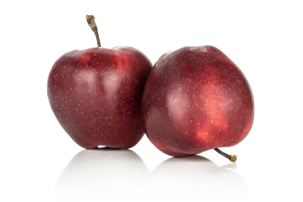 Kırmızı Lezzetli Elma Üzerinde Beyaz Adam Izole — Stok fotoğraf
