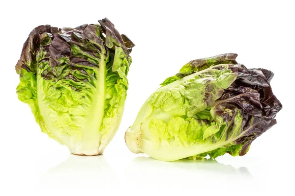 Gruppe Von Zwei Ganzen Frischen Grünen Salat Rot Kleine Edelstein — Stockfoto