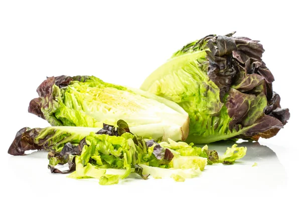 Gruppe Von Einer Ganzen Hälfte Frischem Grünen Salat Rot Kleine — Stockfoto